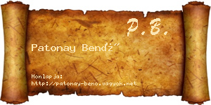 Patonay Benő névjegykártya